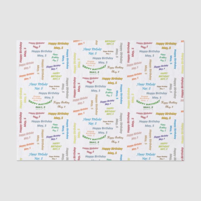 Papier Mousseline Mai, 5 Anniversaire Tissue Paper (Recto)