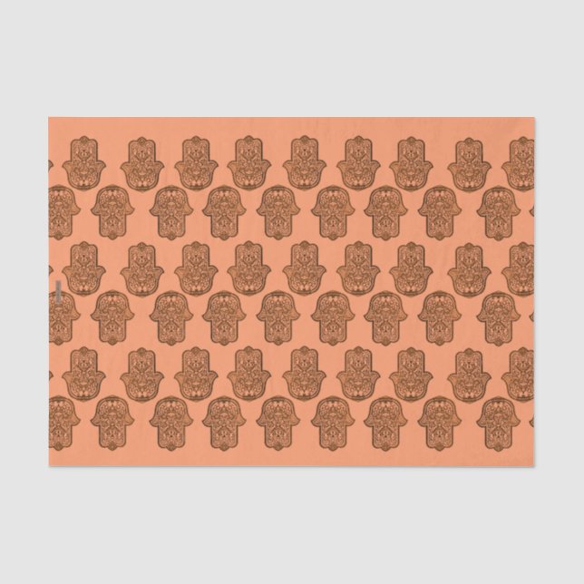 Papier Mousseline Main de henné de Hamsa (orange) (Recto)