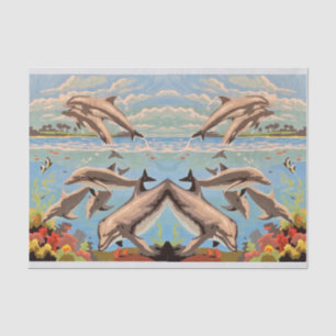 Papier Mousseline Main Painted by Number   Dolphins  