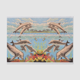 Papier Mousseline Main Painted by Number   Dolphins  