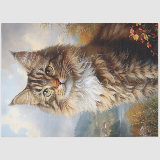Papier Mousseline Maine Coon Kitten Portrait Découpage (Recto)
