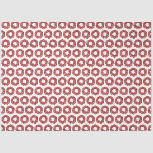 Papier Mousseline Mains peintes rouge Winterberry Wreath Noël (Recto)