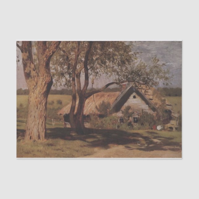 Papier Mousseline Maison avec des balais par Isaac Levitan (Recto)