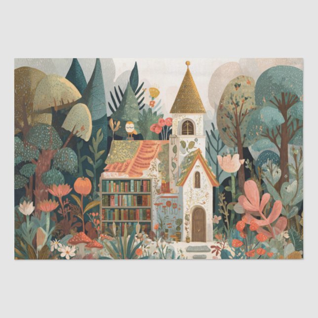 Papier Mousseline Maison de livre enchantée (Recto)