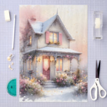 Maison de printemps Cottagecore en fleurs à l'aqua