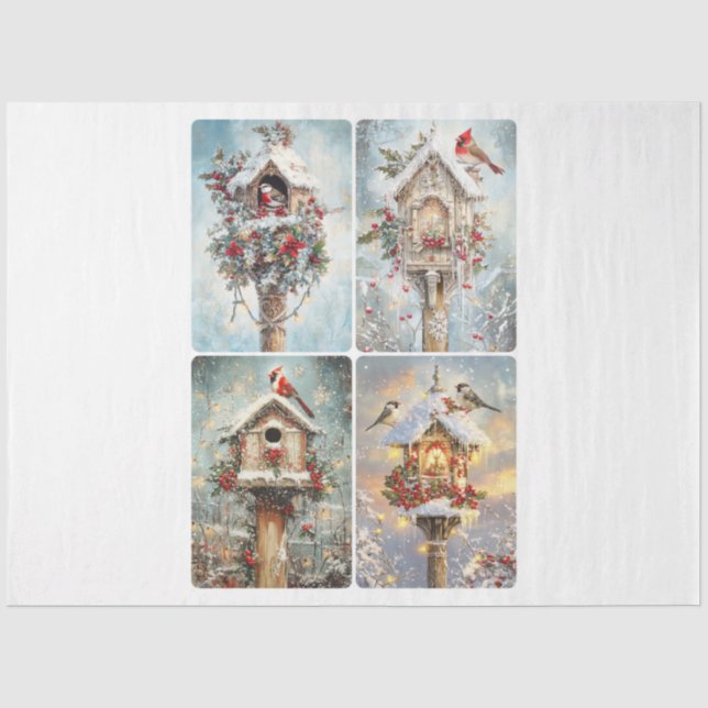 Papier Mousseline Maison d'oiseaux de Noël (Recto)