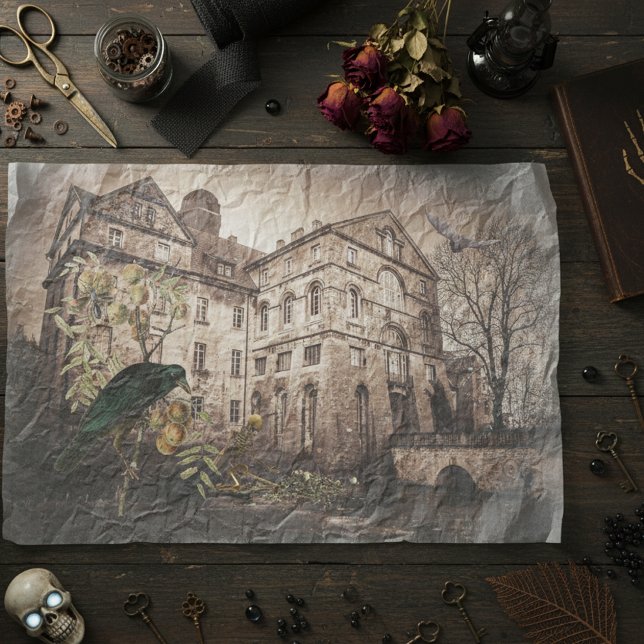 Papier Mousseline Maison hantée de découpage d'Halloween vintage (Créateur téléchargé)