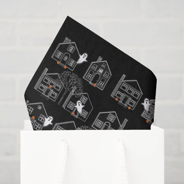 Papier Mousseline Maison hantée d'Halloween (Sac cadeau)
