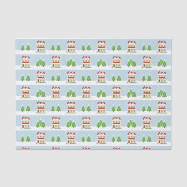 Papier Mousseline Maison ouverte de Noël (Recto)