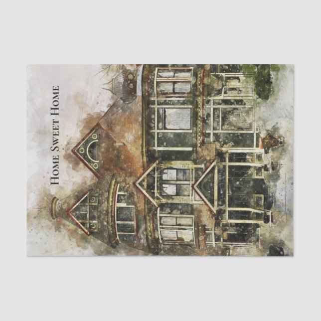 Papier Mousseline Maison Sweet Maison victorienne dans les tons de B (Recto)