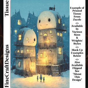 Papier Mousseline Maisons de Bonhommes de Neige Souriants Fantaisist