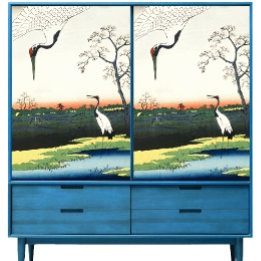 Papier Mousseline Maîtrise vintage de Hiroshige Paire de Grues