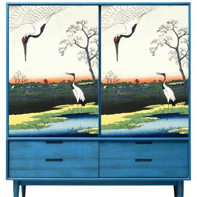 Papier Mousseline Maîtrise vintage de Hiroshige Paire de Grues (Créateur téléchargé)