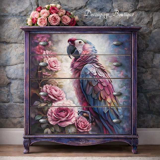 Papier Mousseline Majesté Rosée Découpage (Roseate Majesty Decoupage Tissue Paper Mockup)