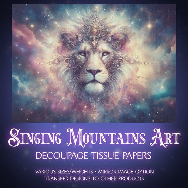 Papier Mousseline Majestic Celestial King Lion Decoupage (Créateur téléchargé)