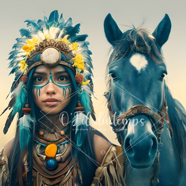 Papier Mousseline  Majestic Horse And Young Native Woman (Créateur téléchargé)