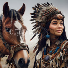 Papier Mousseline  Majestic Horse And Young Native Woman