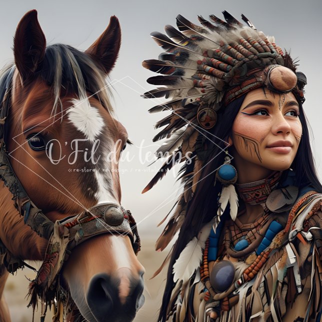 Papier Mousseline  Majestic Horse And Young Native Woman (Créateur téléchargé)