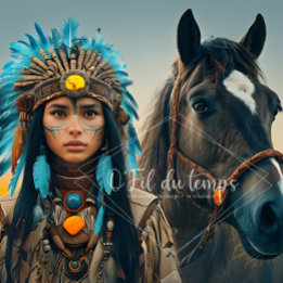 Papier Mousseline  Majestic Horse And Young Native Woman