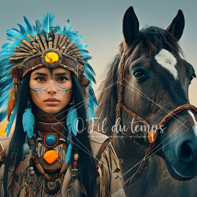 Papier Mousseline  Majestic Horse And Young Native Woman (Créateur téléchargé)