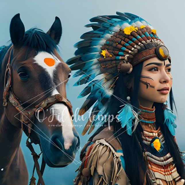 Papier Mousseline  Majestic Horse And Young Native Woman (Créateur téléchargé)