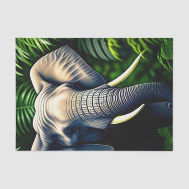 Papier Mousseline Majestic Jungle Elephant - Sauvage Et Libre (Recto)