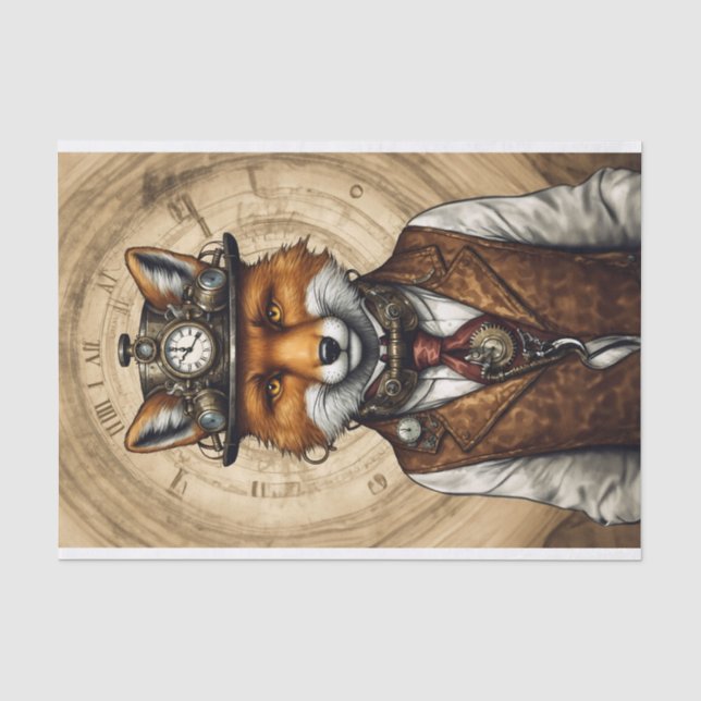 Papier Mousseline Majestic Style Vintage Steampunk Fox (Recto)