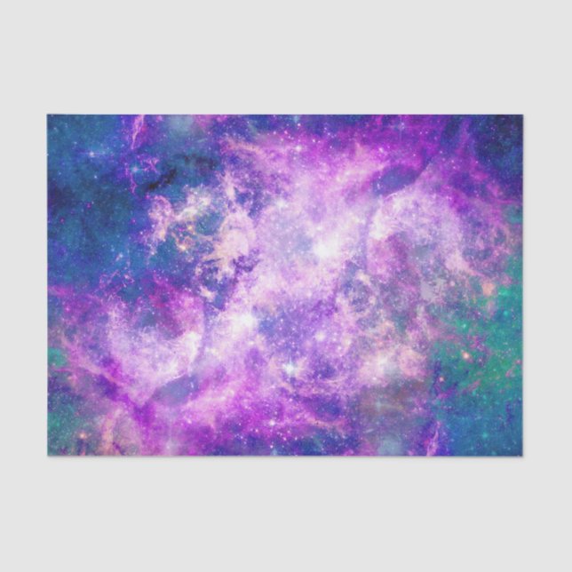 Papier Mousseline Majestic Teal Purple Starry Space Nebula (Recto)