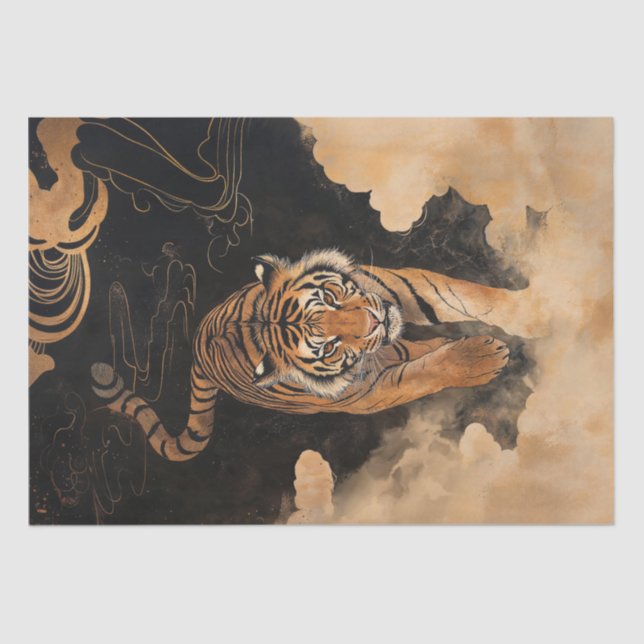 Papier Mousseline Majestic Tiger Walk Bold Aquarelle Art (Recto)