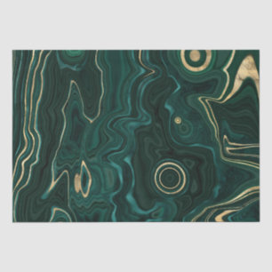 Papier Mousseline Malachite vert foncé et veines de strates de feuil