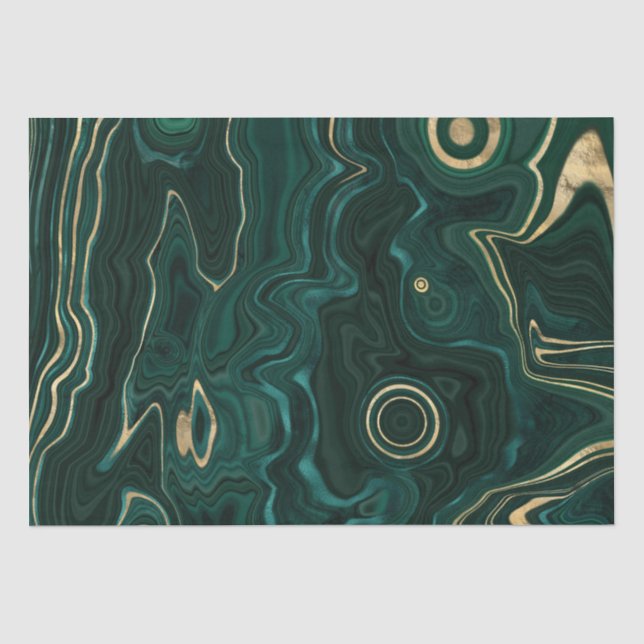Papier Mousseline Malachite vert foncé et veines de strates de feuil (Recto)