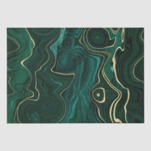 Papier Mousseline Malachite vert foncé et veines de strates de feuil