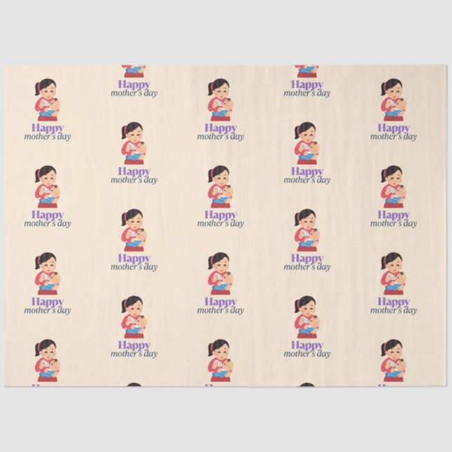 Papier Mousseline Maman et bébé, jour de mère heureuse (Recto)