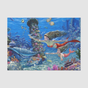 Papier Mousseline maman et bébé mermaid