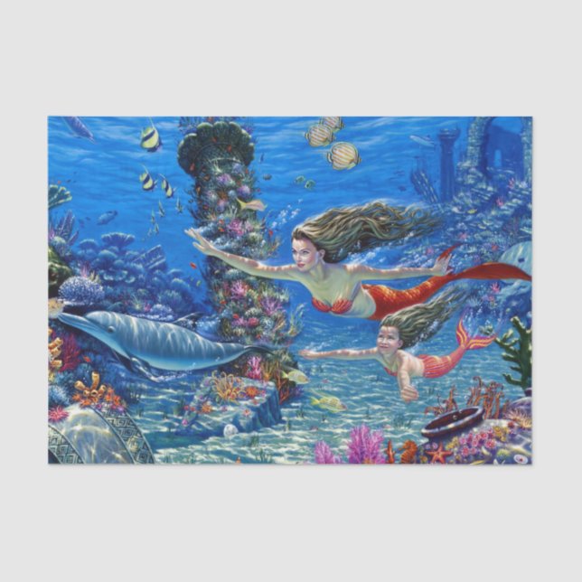 Papier Mousseline maman et bébé mermaid (Recto)