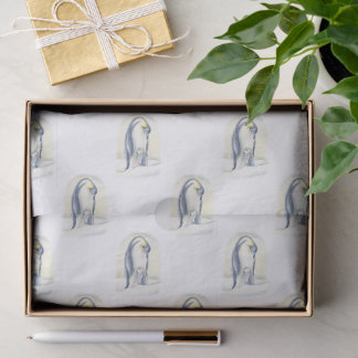 Papier Mousseline Manchots mignons dans la neige motif aquarelle