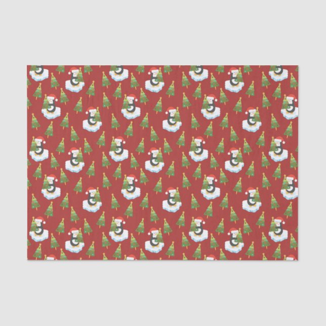 Papier Mousseline Manchots pour Noël  (Recto)