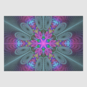 Papier Mousseline Mandala Colorful spiritual Fractal Art With Pink