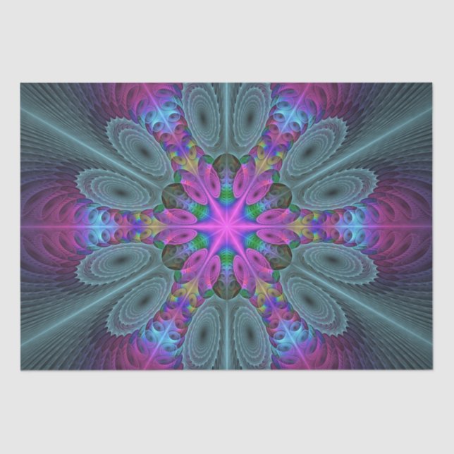 Papier Mousseline Mandala Colorful spiritual Fractal Art With Pink (Recto)