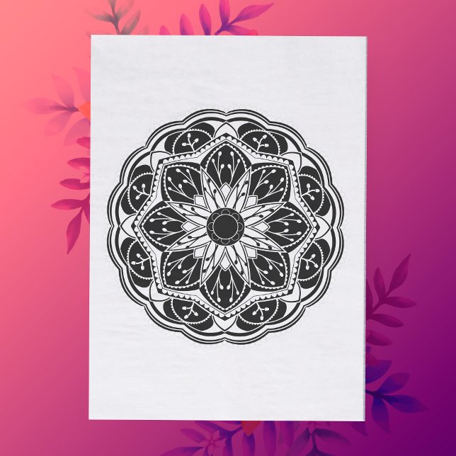 Papier Mousseline Mandala floral noir et blanc (Créateur téléchargé)