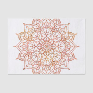 Papier Mousseline Mandala rose et orange sur fond blanc Glam