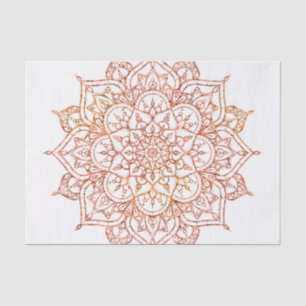 Papier Mousseline Mandala rose et orange sur Glam blanc