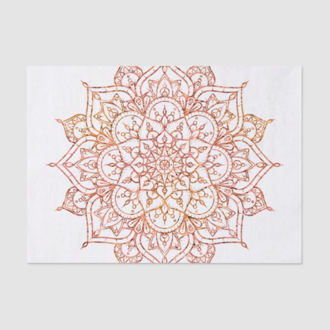 Papier Mousseline Mandala rose et orange sur Glam blanc (Recto)