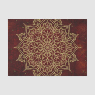 Papier Mousseline Mandala Rouge Vin Profond & Glam Doré Moderne Chic