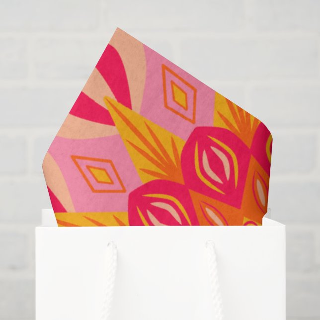 Papier Mousseline Mandala Superposé Orange Rose Jaune (Sac cadeau)