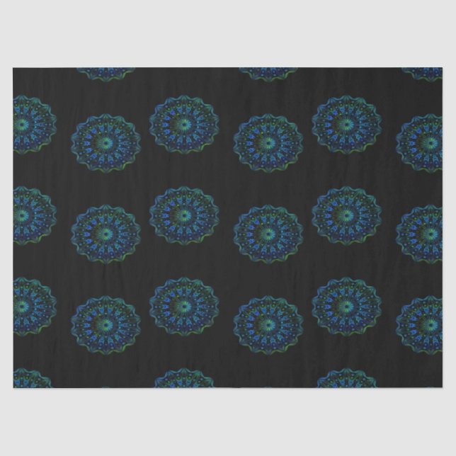Papier Mousseline Mandala vert bleu (Recto)