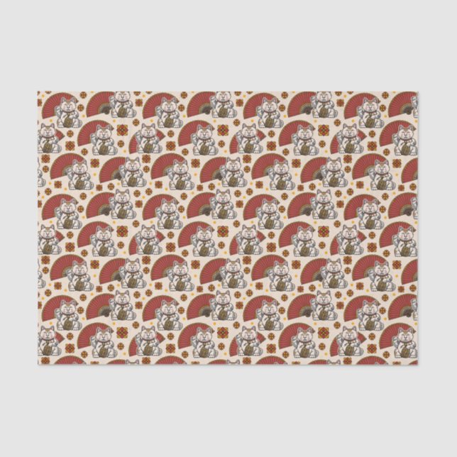 Papier Mousseline Maneki Neko Chat (Recto)