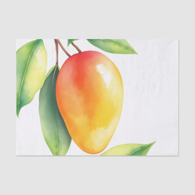 Papier Mousseline Mango aquarelle sur Arrière - plan blanc (Recto)