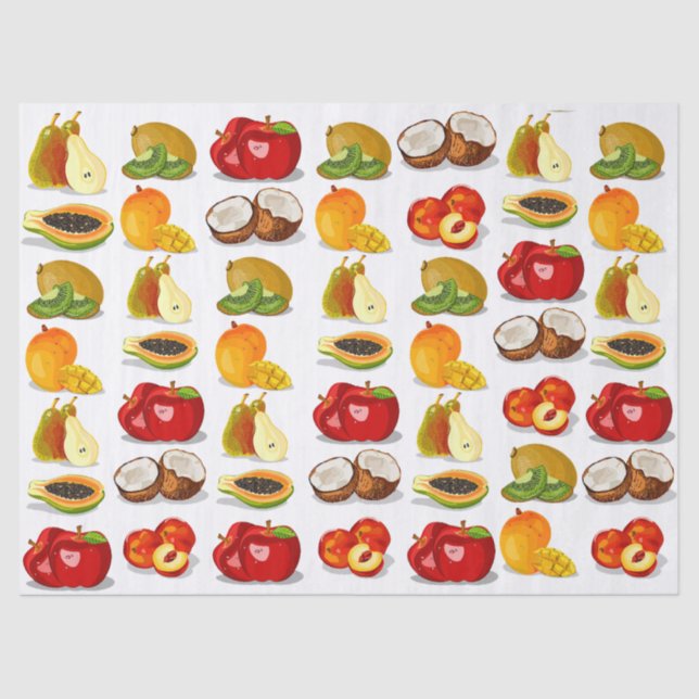 Papier Mousseline Mango Pomme de noix de coco Pear Fruits Découpage (Recto)