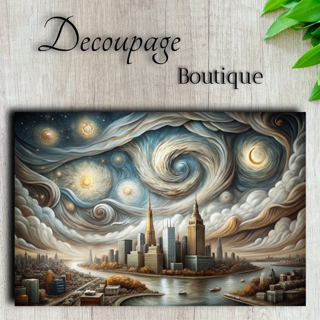 Papier Mousseline Manhattan étoilé découpage (Starry Manhattan Decoupage Tissue Paper)